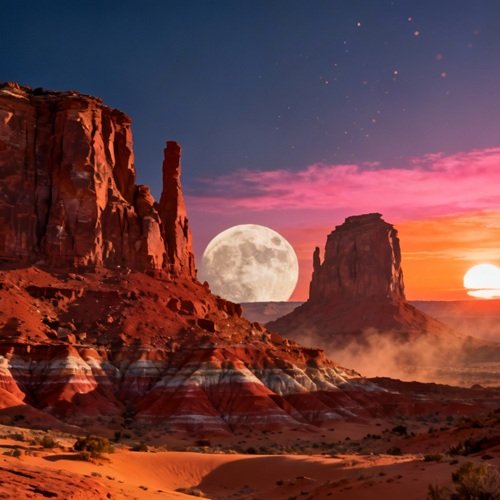 AI Image: Huge Moon Shines Down on National Park