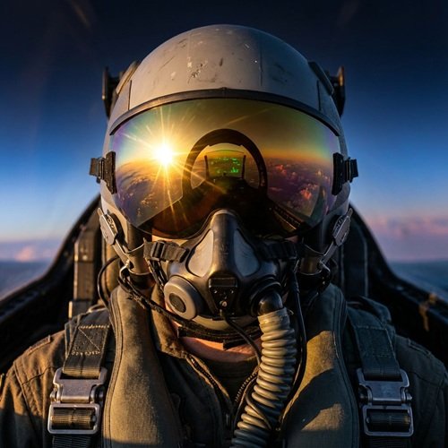 AI Image: Portrait of a Jet Pilot Above the Clouds