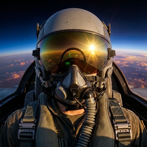 AI Image: Portrait of a Jet Pilot Above the Clouds