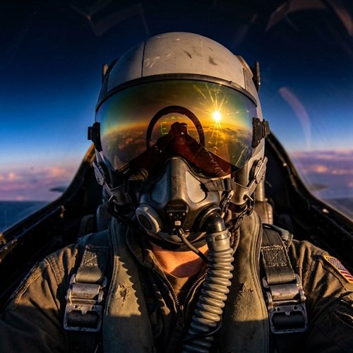 AI Image: Portrait of a Jet Pilot Above the Clouds