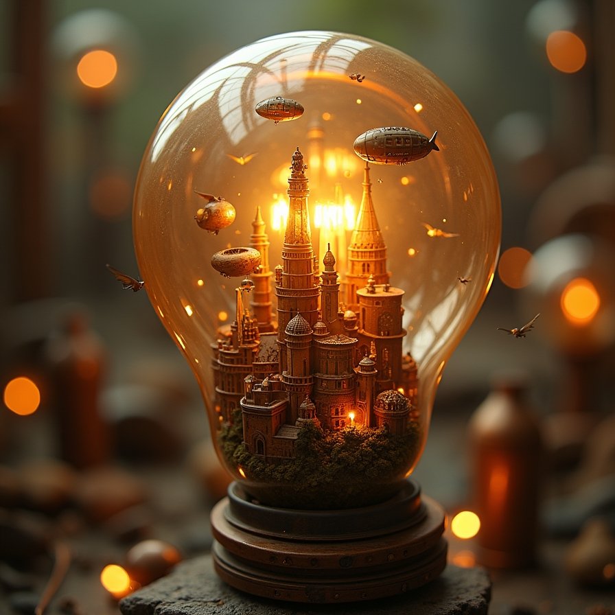 AI Image: Small World Inside a Light Bulb
