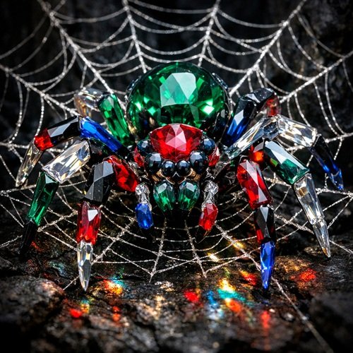 AI Image: Large Spider Made of Different Gemstones