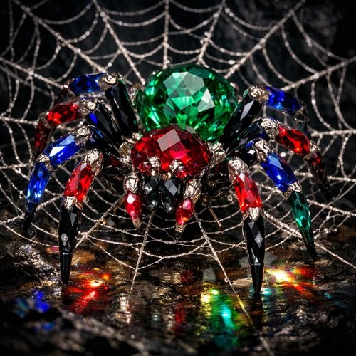 AI Image: Large Spider Made of Different Gemstones